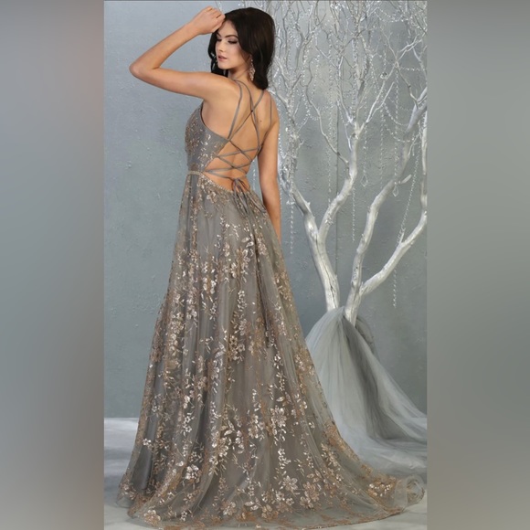 May Queen Dresses Prom Dress Glitter Sequin Tulle Strappy Back Size